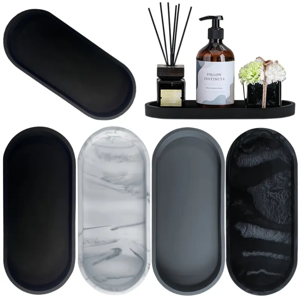 Home Essentials Bathroom Organizer - 1Pc Bathroom Dressing Silicone Tray, Rectangular