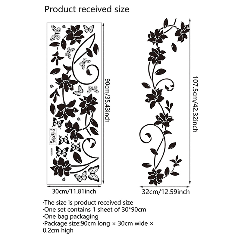 Jet Home Bathroom - Black Floral Iris Vine Mirror Glass