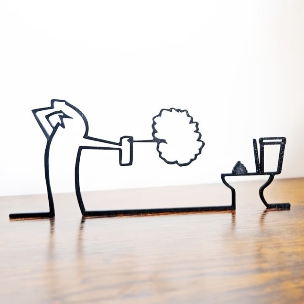 Home Toilet Bathroom Design - Wall Hanging 2D Flat Metal Bathroom