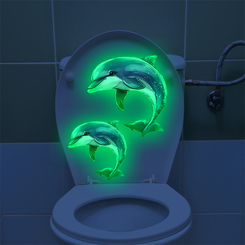Jet Home Bathroom - Glow-in-the-dark Dolphin Toilet Sticker Self-adhesive Waterproof