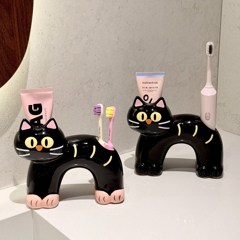 Home Edit Bathroom Storage - Personalized Creative Cute Black Cat Home