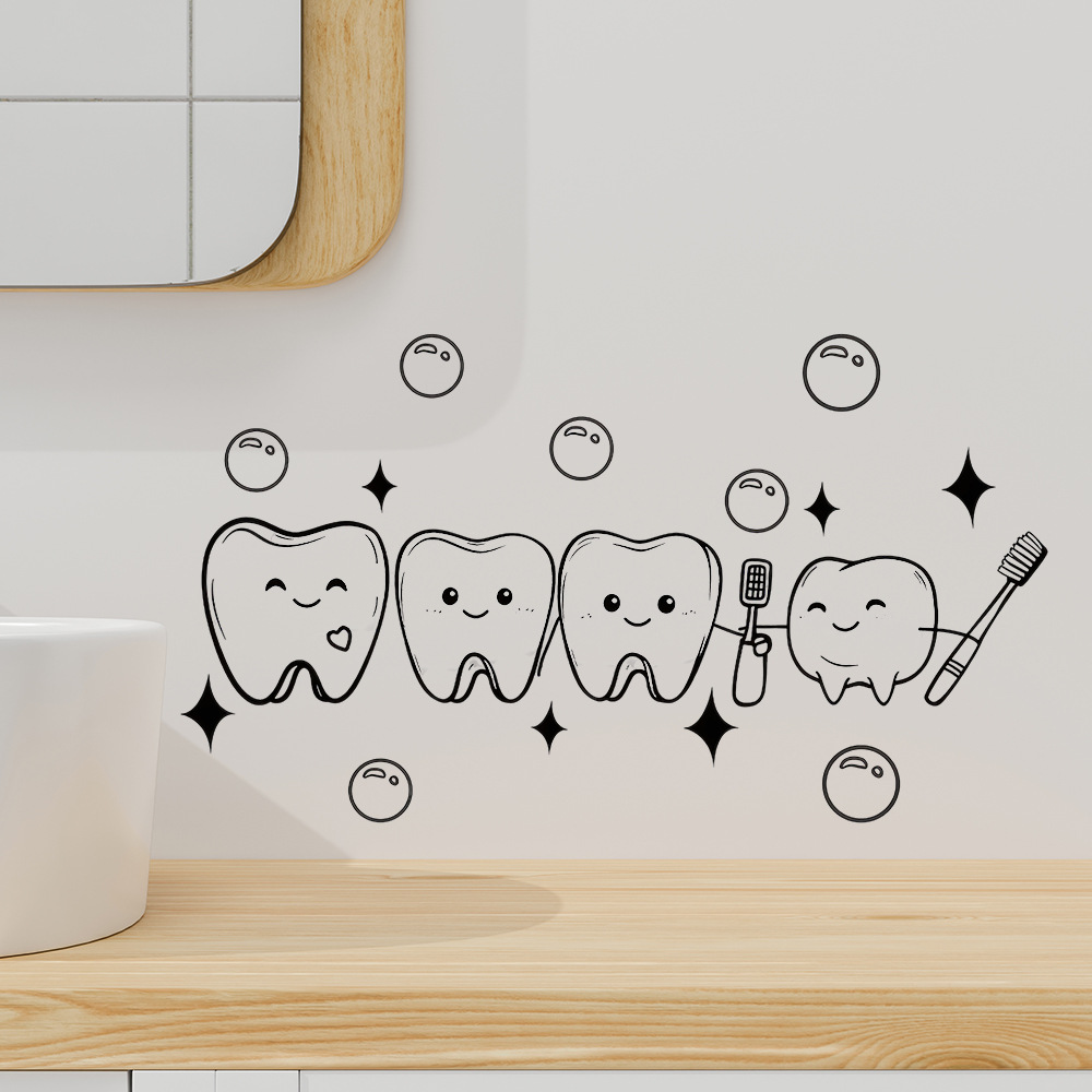 Jet Home Bathroom - Cartoon Tooth Design Wall Sticker PVC