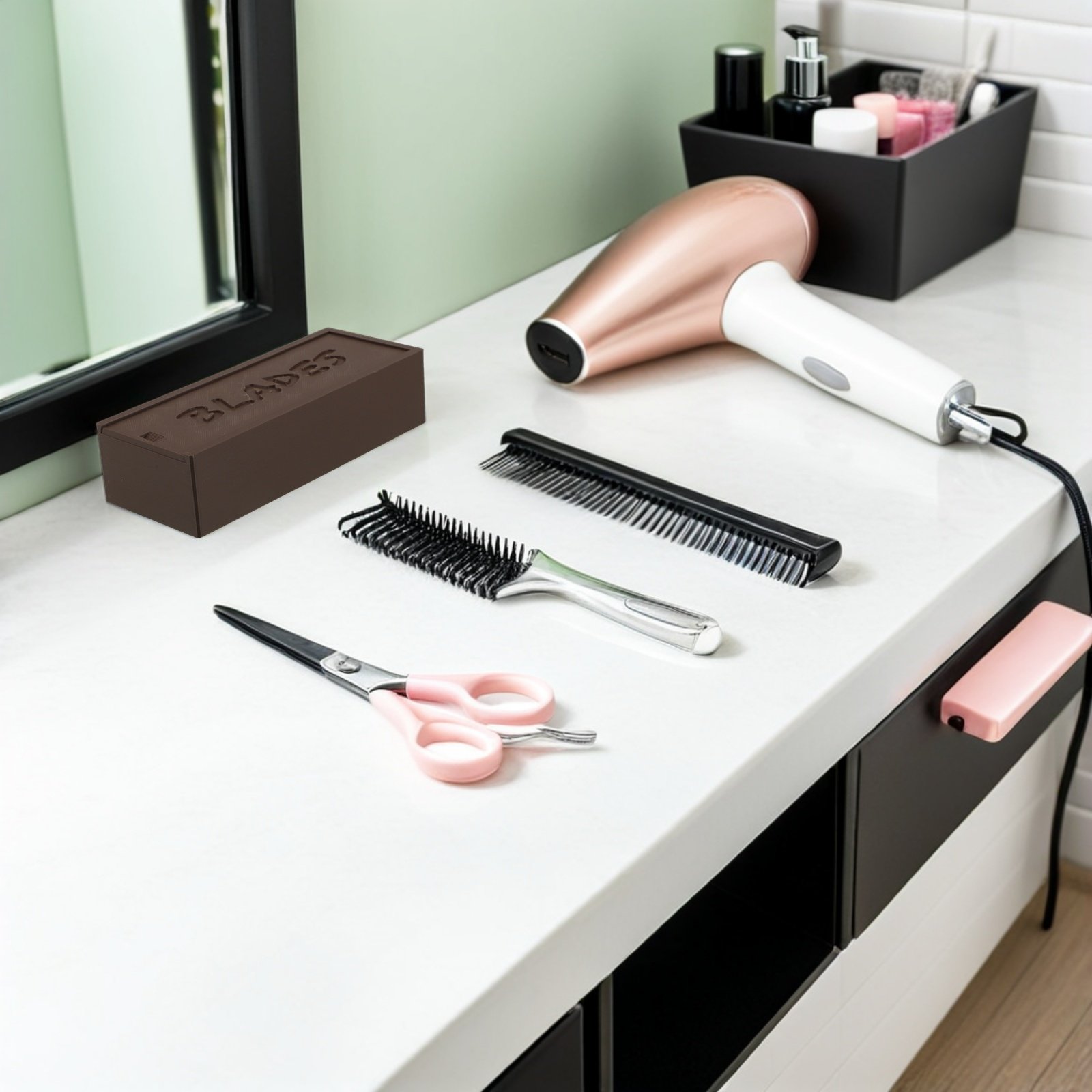 Home One Bathroom - Brown Double Compartment Blade Storage Case