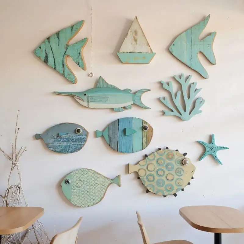 10pcs/set Fish Wall Decor Wood - Jet Home Bathroom review and price