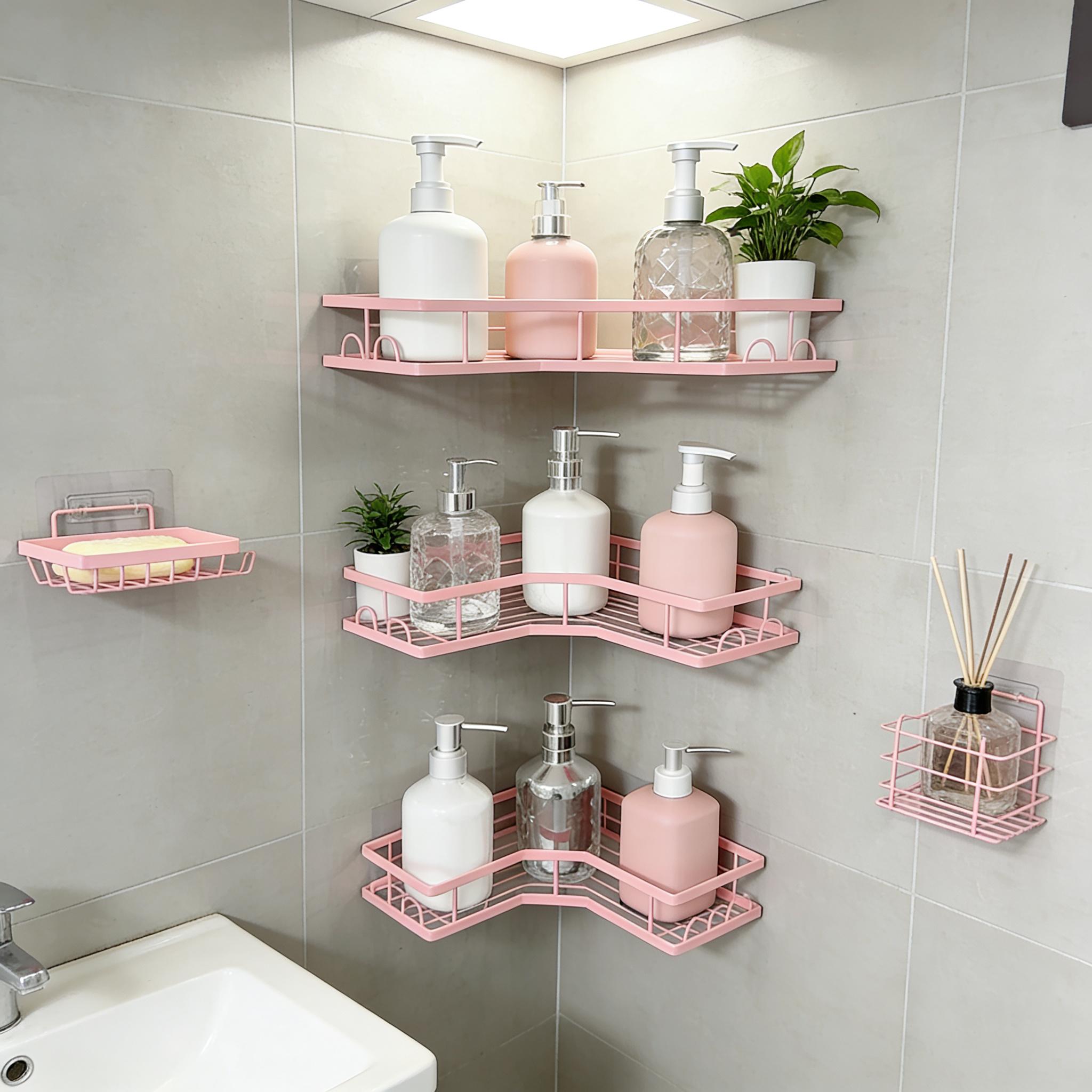 5Pcs Minimalist Pink Shower Or - Home Essentials Bathroom Organizer review and price