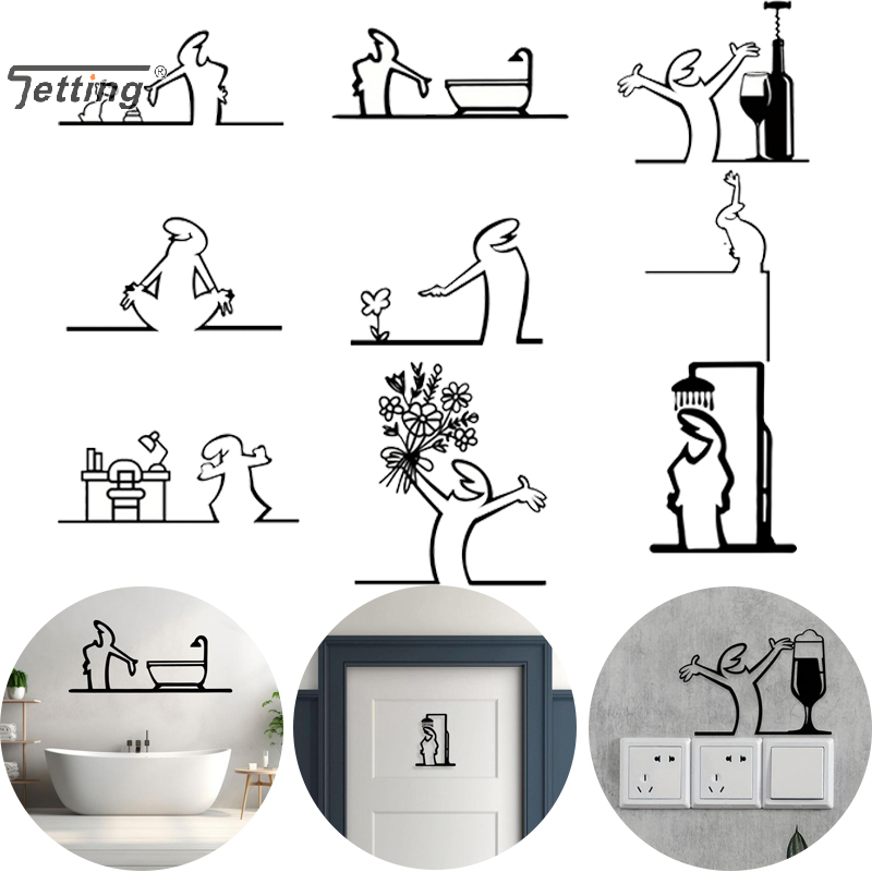 Black Shower Figure Wall Decor - Jet Home Bathroom review and price