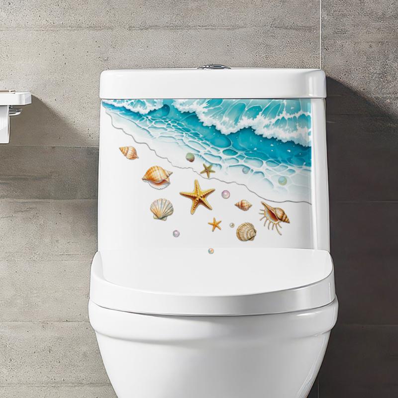 Ocean Themed Toilet Sticker Wa - Home Bathroom Design review and price