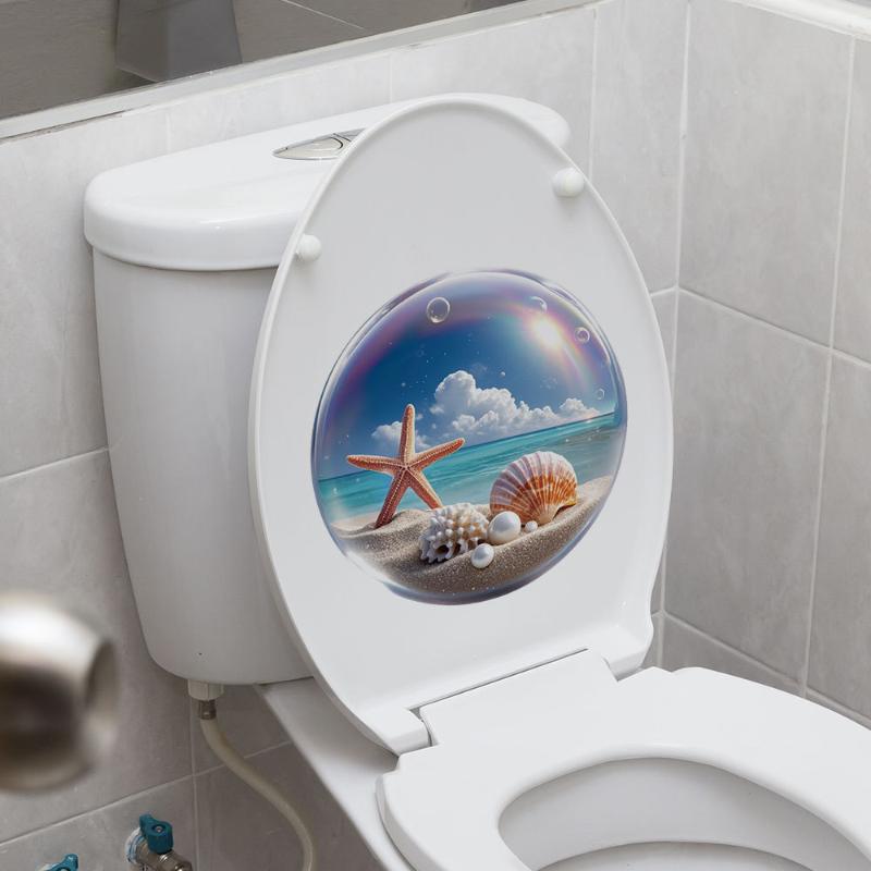 Ocean Themed Toilet Sticker Wa - Home Bathroom Design review and price