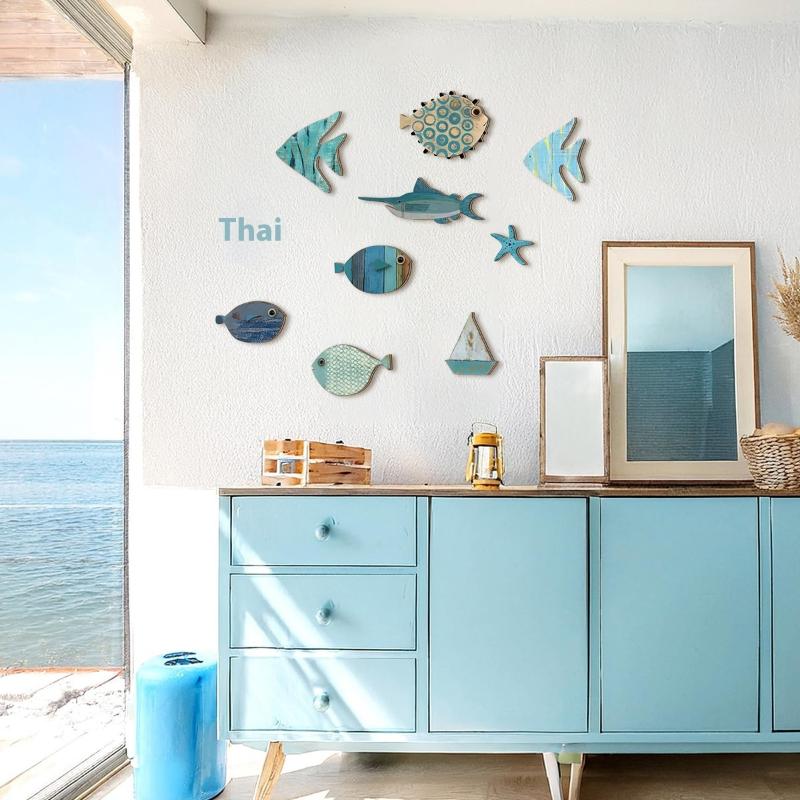 10pcs/set Fish Wall Decor Wood - Jet Home Bathroom review and price