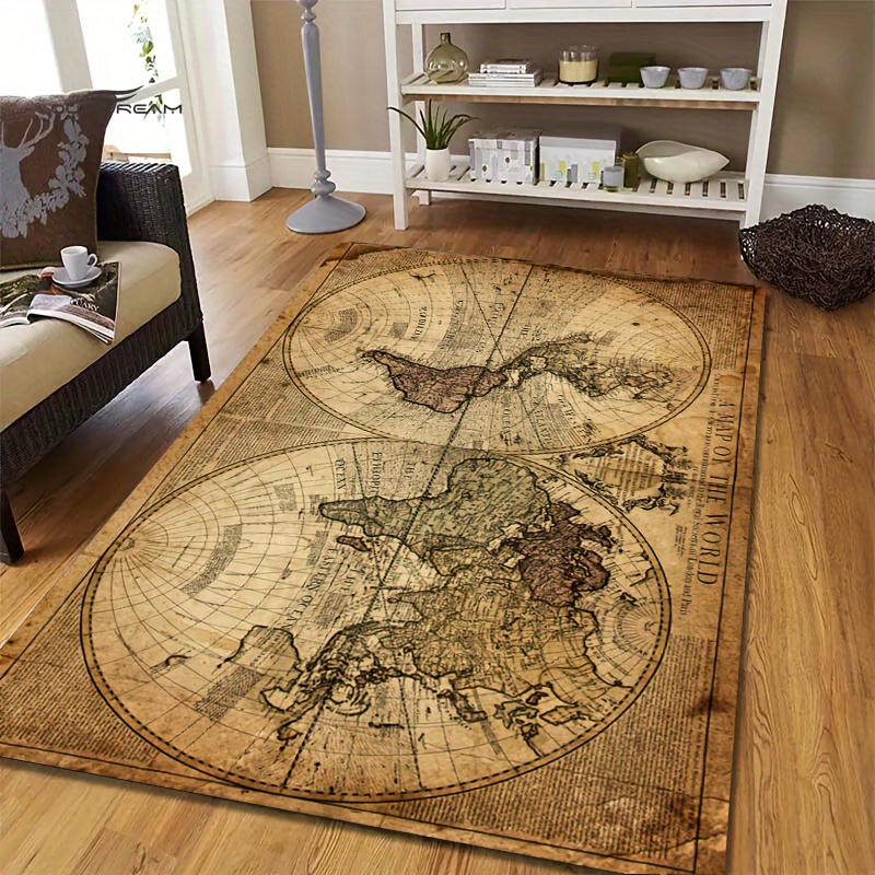 Vintage Map Design Non-Slip Fl - Home Toilet Bathroom Design review and price